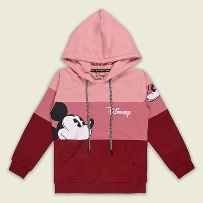 Boys Cotton Blend Disney Hoodie | Mickey Mouse Printed Hooded Sweatshirt with Kangaroo Pocket