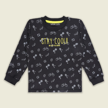 Boys Cotton Blend Full Sleeve Printed T-Shirt | Casual Wear for Kids