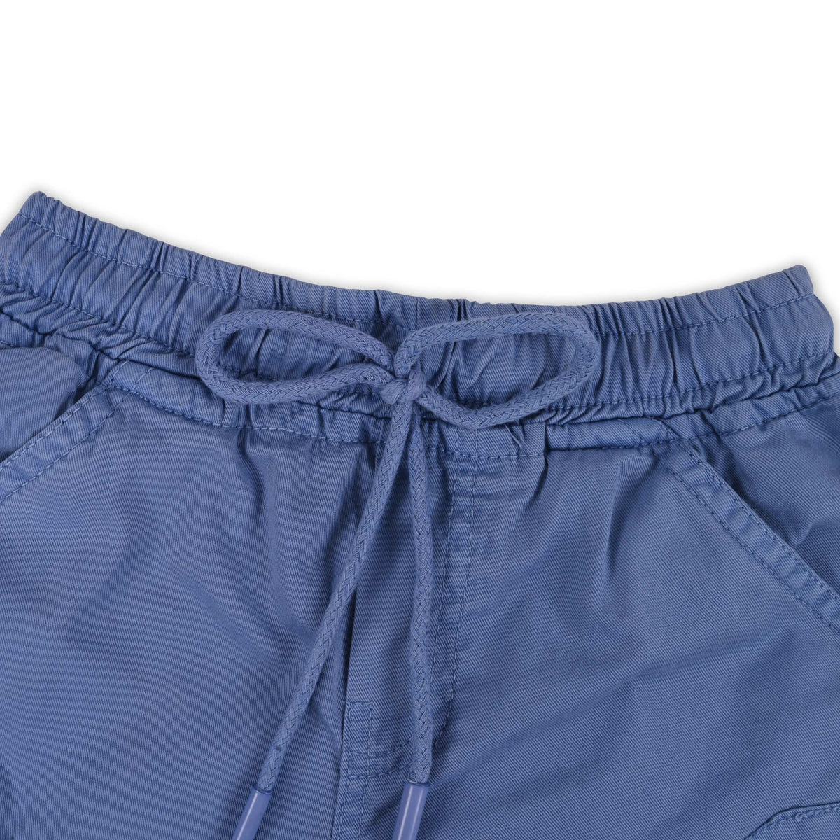 Boys Cotton Denim Cargo Shorts with Drawstring Waist