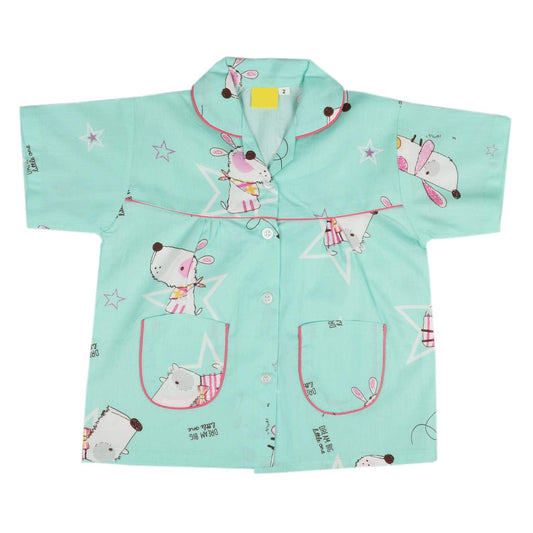 Wish Karo Cotton Printed Top & Bottom Pajama Set Night Dress for Boys & Girls-(ND11lb)
