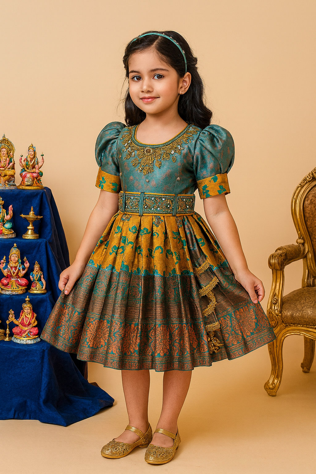 Buy Premium Baby Girls Ethnic Silk Pattu Pavadai Dress Online | Baby Girls Ethnic Dresses