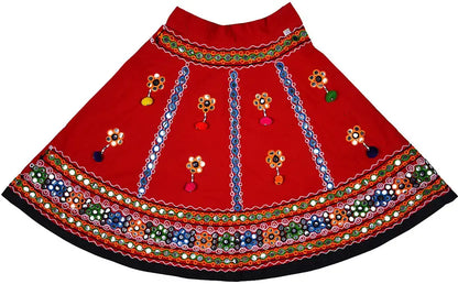 Girls Ethnic Wear Embroidered Cotton Ghagra Choli Dupatta Set