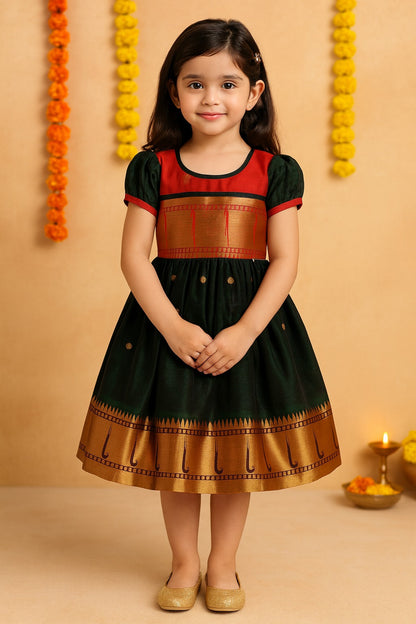 Girls Traditional Zari Border Ethnic Dress
