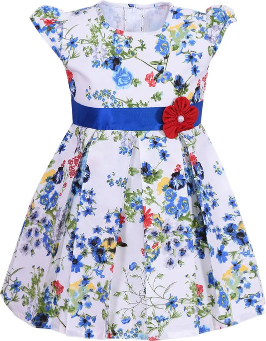 Girls Floral Printed Cotton Summer Casual Dress