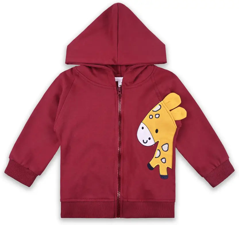 Wishkaro Unisex Cotton Applique Full Sleeve Hooded Sweatshirt