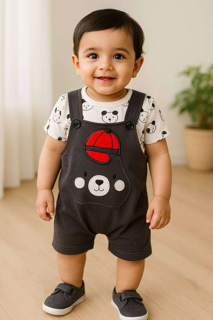 Boys  Summer Conversational Printed Dungaree Set