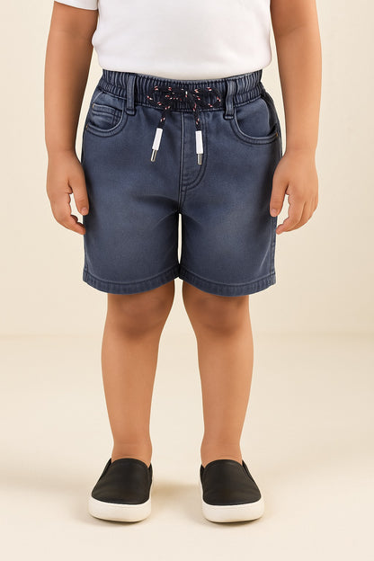 Boys Elastic Waist Drawstring Demin Shorts