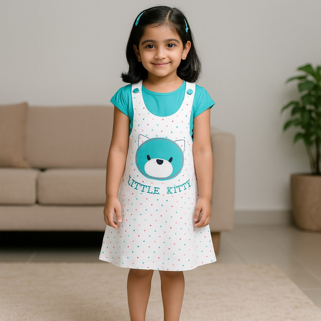 Girls Polka Print Fit and Flare Cap Sleeve Frock Dress