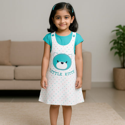 Girls Polka Print Fit and Flare Cap Sleeve Frock Dress