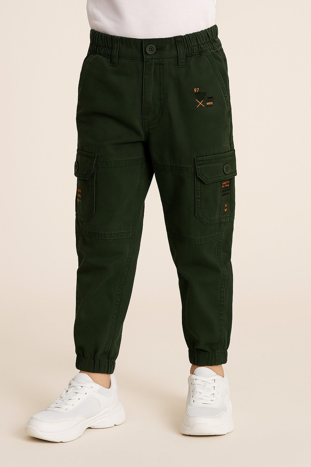 Boys Elastic Waist Cargo Denim Trouser