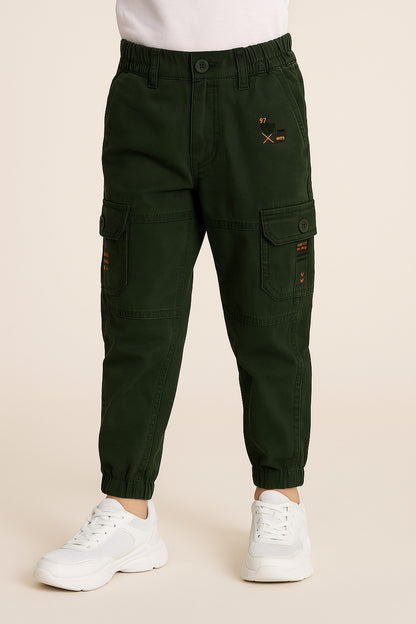 Boys Elastic Waist Cargo Denim Trouser