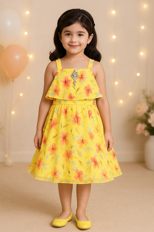 Girls Woven Sleeveless Fit and Flare Frock Dress