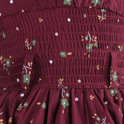 Girls Floral Printed Button Up Collar Summer Casual Dress