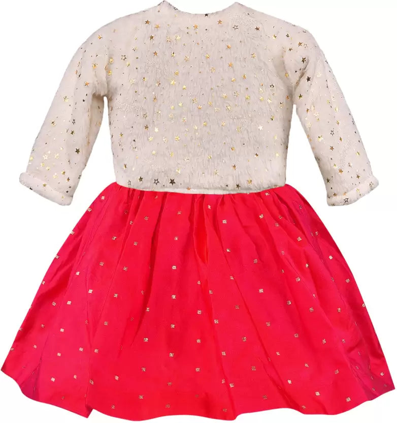 Baby Girls Silk Embroidered Ethnic Frock Dress With Jacket