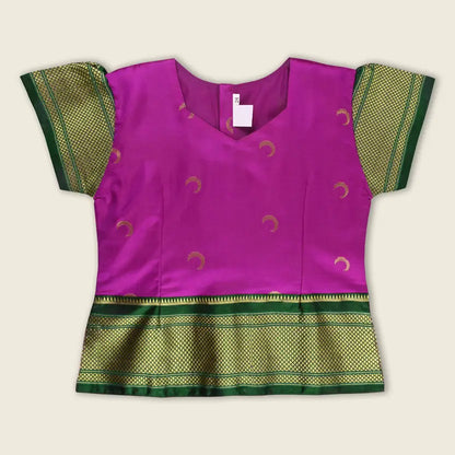 Girls Zari Border Silk Pattu Pavadai Set