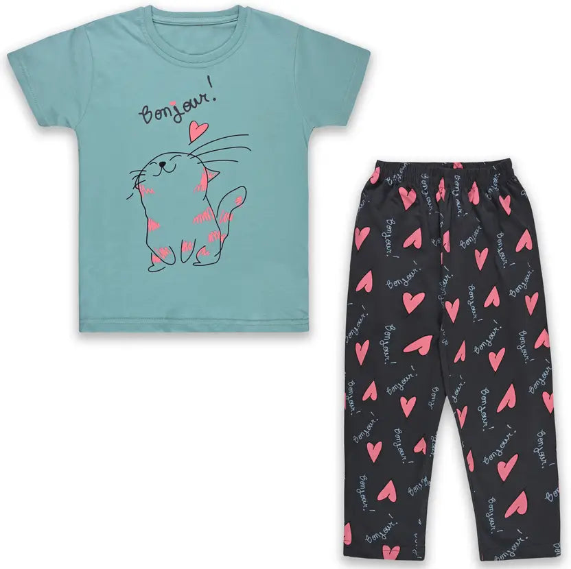 Unisex Cotton Tshirt and Trouser Nightsuit Set