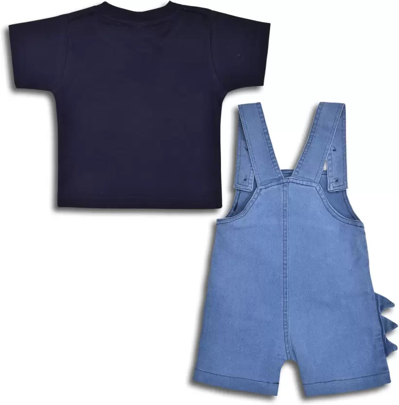 Baby Boys Dino Patch Work Dungaree Set