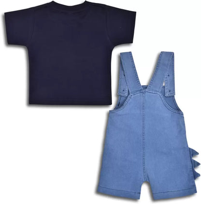 Baby Boys Dino Patch Work Dungaree Set