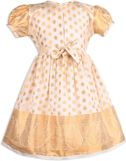 Girls Ethnic Wear Onam Dress | Buy Premium Golden Onam Dress Baby Girl Online | Girls Onam Kasavu dress