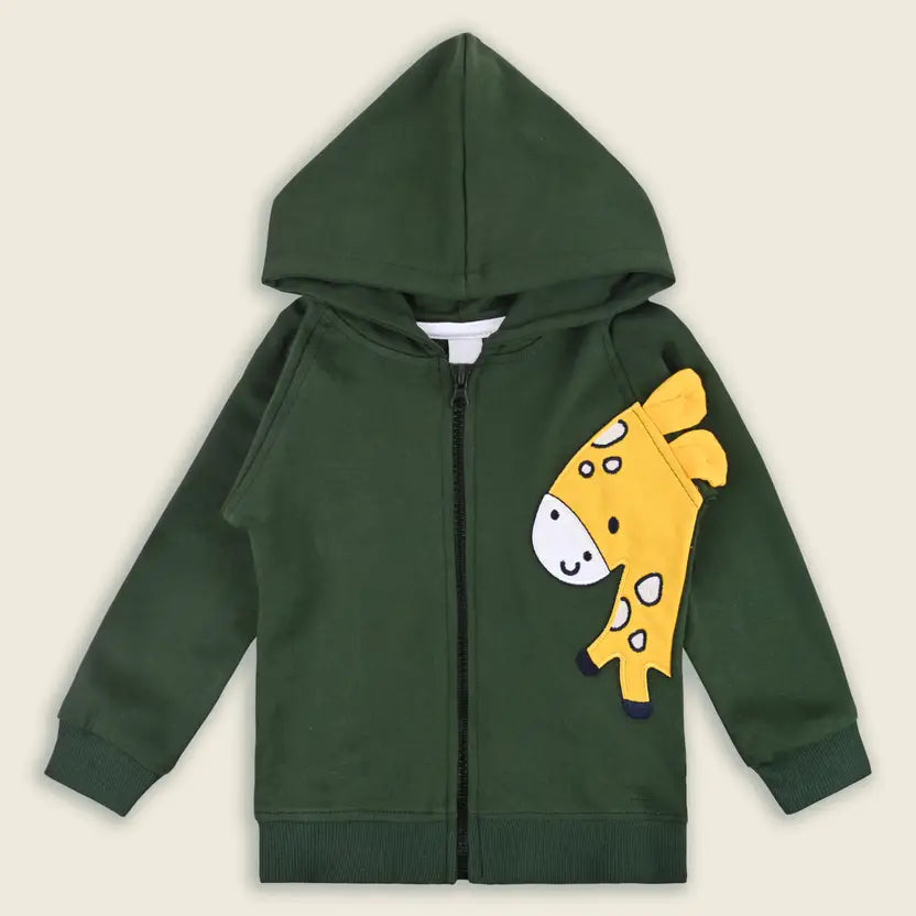 Wishkaro Unisex Cotton Applique Full Sleeve Hooded Sweatshirt