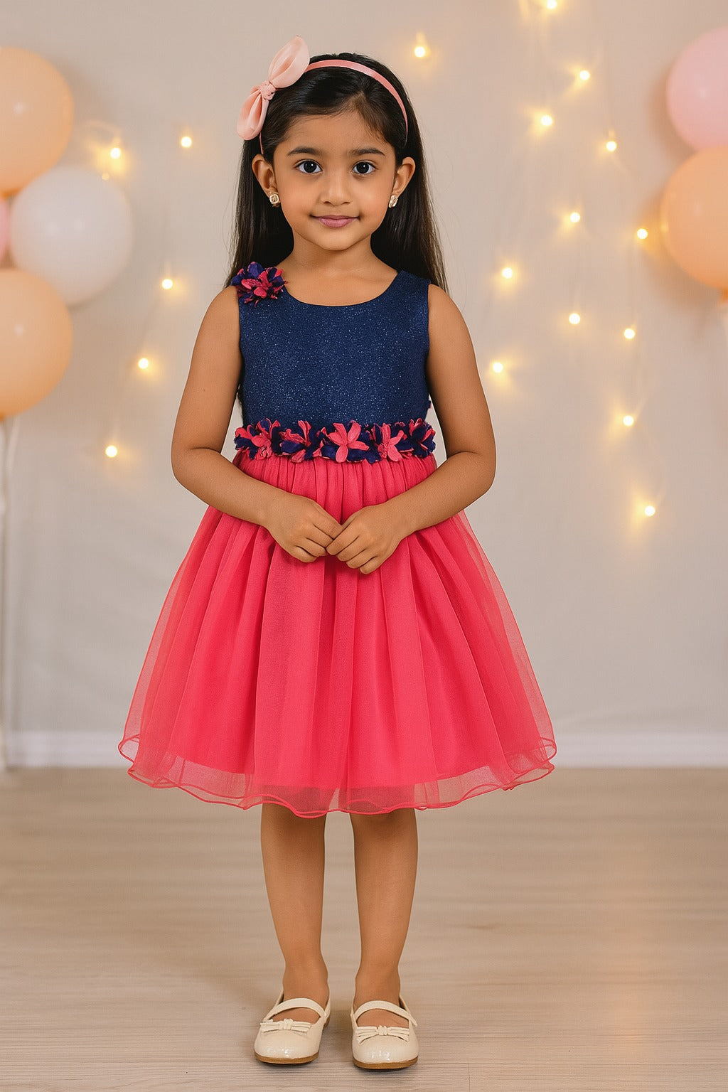 Girls Frock With Flower Design