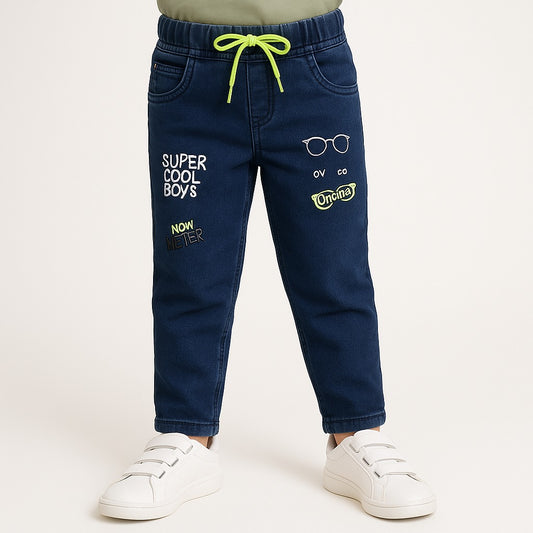 Boys Mid-Rise Printed Jeans