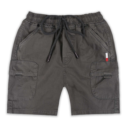 Boys Cotton Denim Cargo Shorts with Drawstring Waist