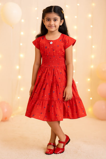 Girls Floral Printed Rayon Summer Dress