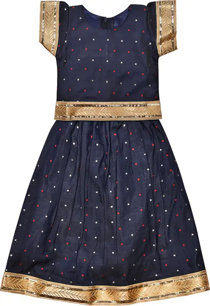 Girls Silk Lace Border Skirt and Top Set