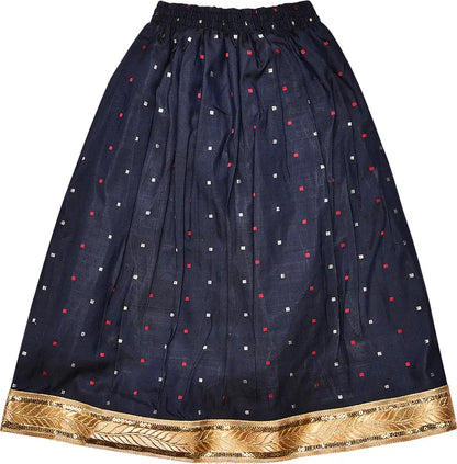 Girls Silk Lace Border Skirt and Top Set