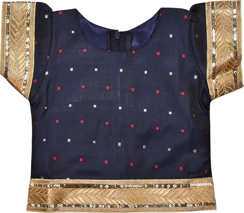 Girls Silk Lace Border Skirt and Top Set