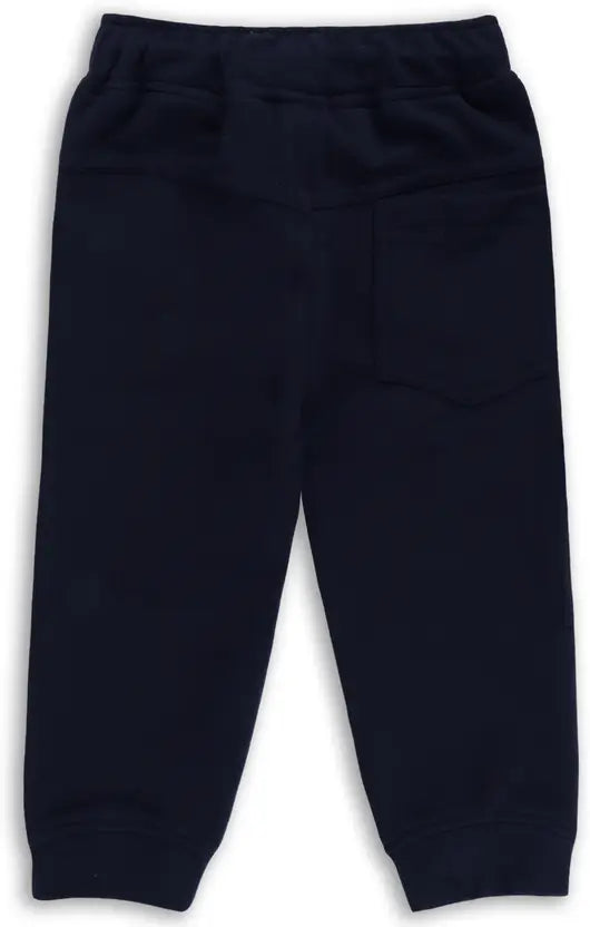 Boys Navy Printed Cotton Blend Jogger Pants
