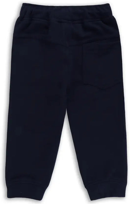 Boys Navy Printed Cotton Blend Jogger Pants