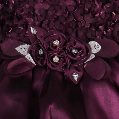 Girls Flower Detail Flared Party Dress