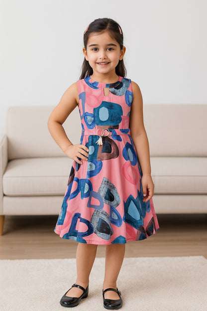 Girls Kaftan Style Casual Dress with Lace Embellishment fep3512