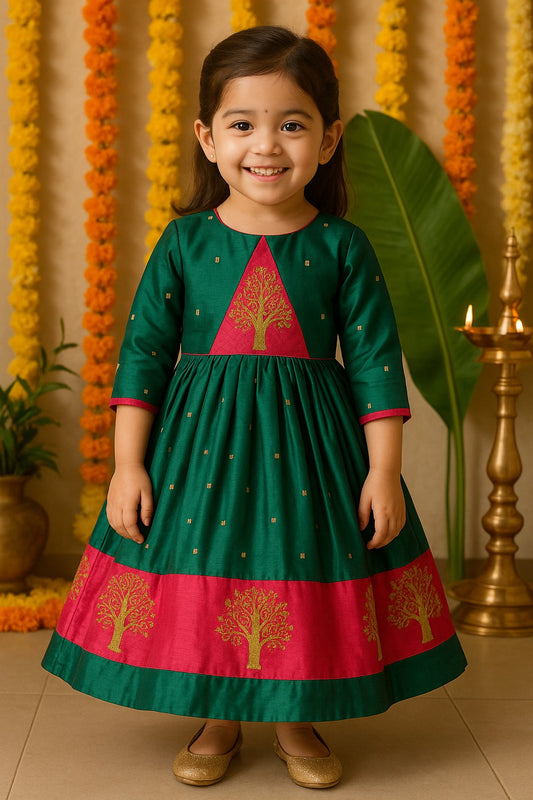 Girls Embroidered Ethnic Dress With Ethnic Jacket