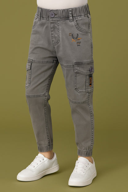 Boys Elastic Waist Cargo Denim Trouser