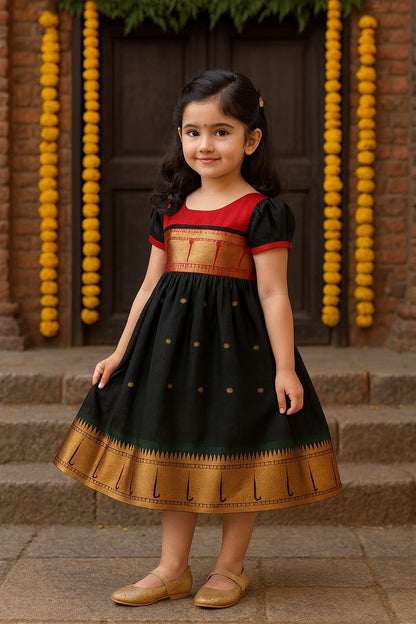 Girls Traditional Zari Border Ethnic Dress