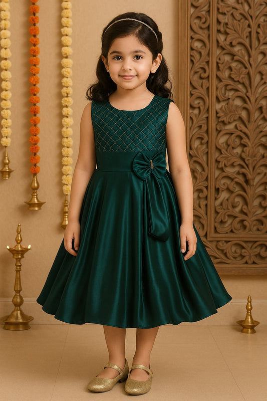 Girls Embroidered Bow Dress