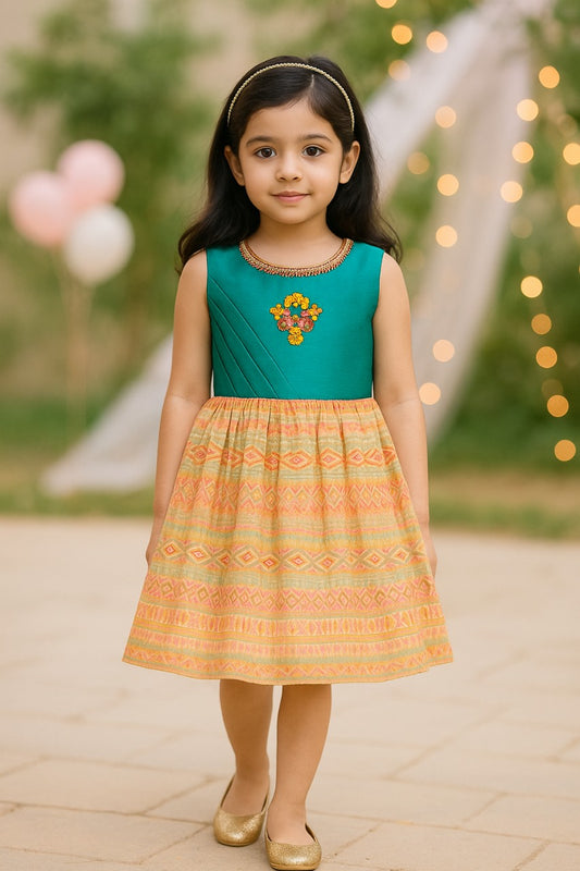Girls Embroidered Fit and Flare Party Dress