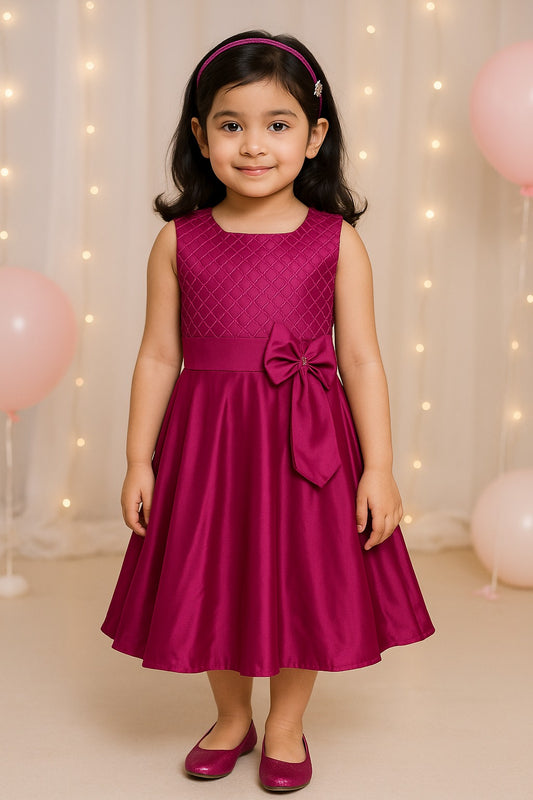 Girls Embroidered Bow Casual Dress