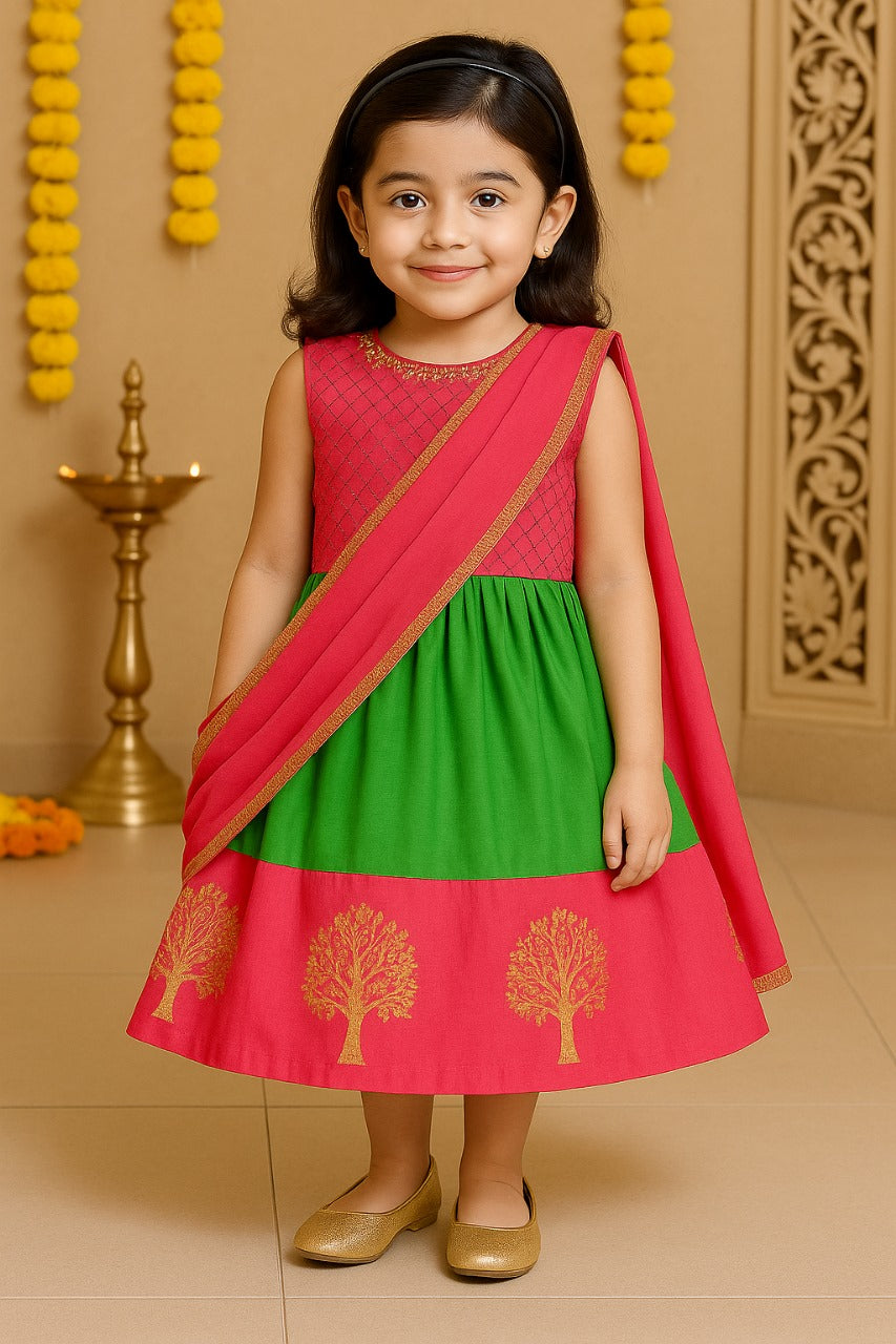 Girls Embroidered Ethnic Half saree dress