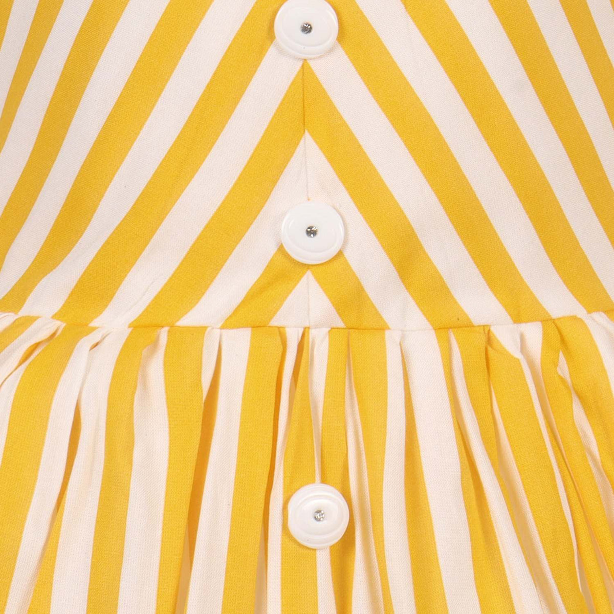 Girls Yellow & White Striped Button-Down Dress