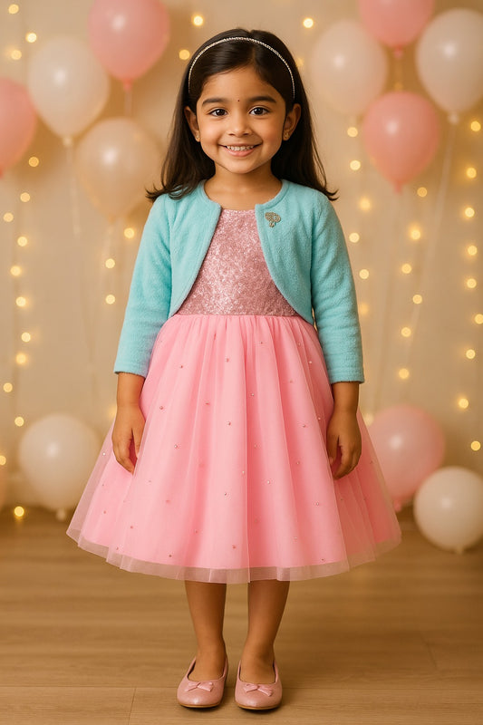 Girls Embellished Fit and Flare Frock Dress