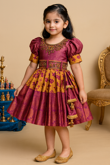 Buy Premium Baby Girls Ethnic Silk Pattu Pavadai Dress Online | Baby Girls Ethnic Dresses