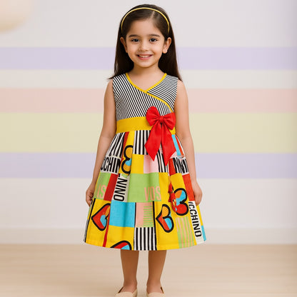 Girls Pure Cotton Abstract Printed Summer Casual Dress