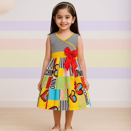 Girls Pure Cotton Abstract Printed Summer Casual Dress