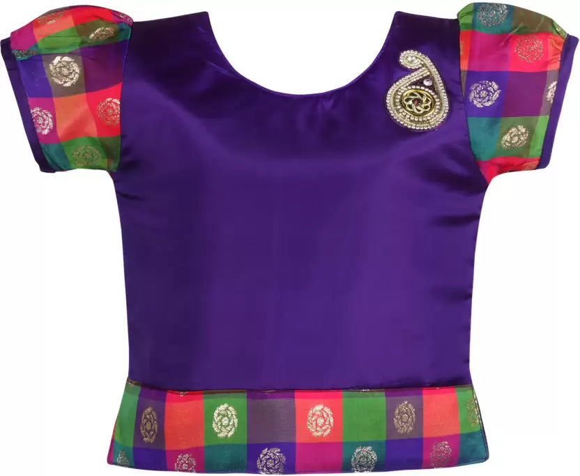 Girls Checked Ethnic Top and Skirt Set