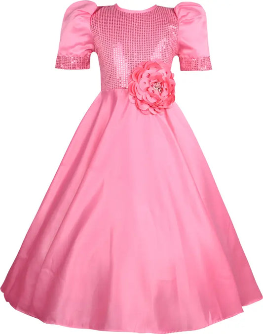 Girls Sequin Embellished Floral Full Length Party Dress