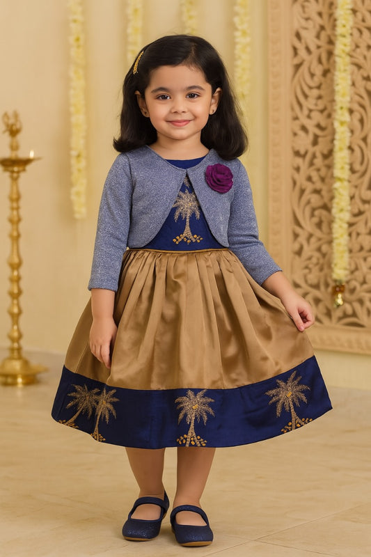 Baby Girls Silk Embroidered Ethnic Frock Dress